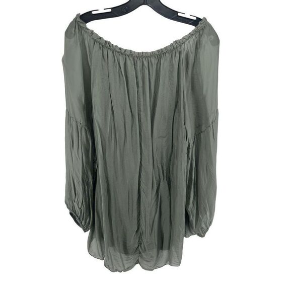 Cobble Stone Women's Off Shoulder Blouse Top Long Sleeve Green Italy UE XL - Picture 4 of 11